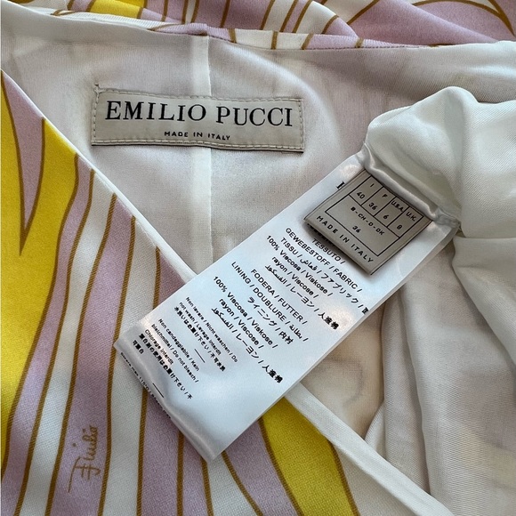 EMILIO PUCCI LAVENDER YELLOW VISCOSE DRESS MODEL 1EJH25 SIZE IT 40 / US 6 - Picture 15 of 17